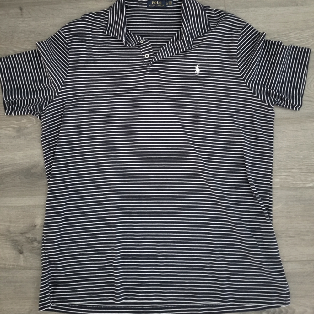Navy blue striped polo